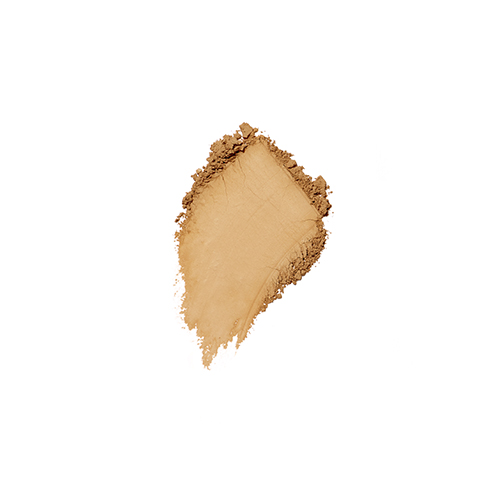 Kleurstaal en poedertextuur van de Jane Iredale Amazing Base Loose Mineral Powder in de tint Golden Glow op een strakke witte achtergrond.