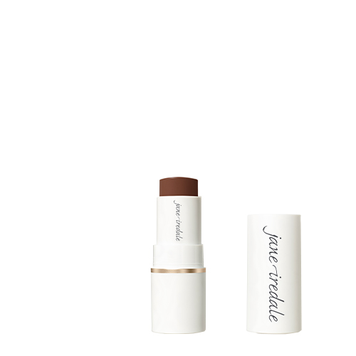 Jane iredale make-up stick met open dop op een witte achtergrond in de kleur blaze