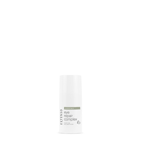 Witte flacon Extenso Eye Repair Complex (15ml) tegen een witte achtergrond.