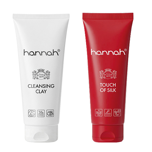 hannah Cleansing Clay masker gecombineerd met hannah Silk Perfection voor een diepe reiniging en zijdezachte finish.