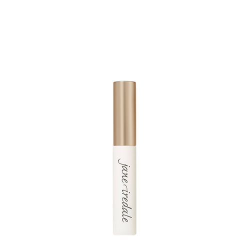 Een gesloten huls van Jane Iredale PureBrow Brow Gel met een witte tube en een elegante goudkleurige dop.