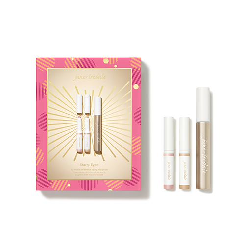 Jane Iredale Starry Eyed cadeauset met de verpakking, twee mini oogschaduwsticks en een mascara