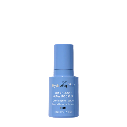 Blauw flesje van de HydroPeptide Micro-dose Glow Booster 10ml zachte retinolserum