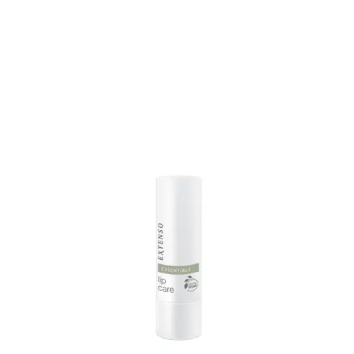 Een enkele witte stick Extenso lipverzorging, rechtopstaand tegen een witte achtergrond