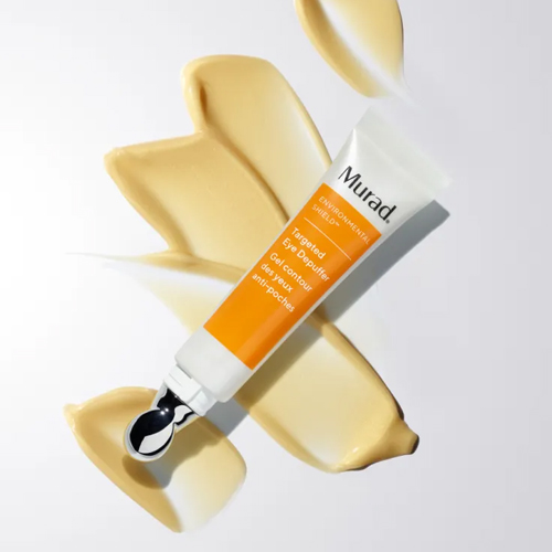 Gele textuur en ooggel van de Murad Targeted Eye Depuffer op een witte achtergrond