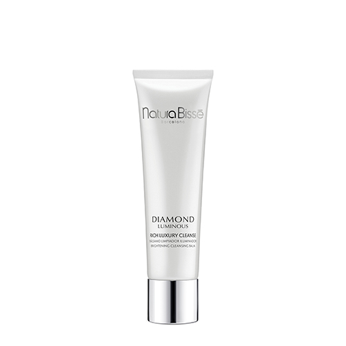 Een gecentreerde, opstaande tube Natura Bissé Diamond Luminous Rich Luxury Cleanse met een zilveren dop, tegen een effen witte achtergrond.