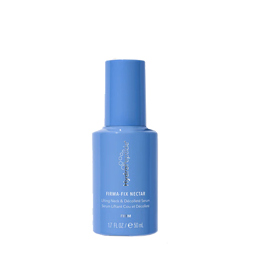 HydroPeptide Firma-Fix Nectar flacon van 50 ml, een lifting neck en décolleté serum in een blauwe verpakking voor huidverbetering.
