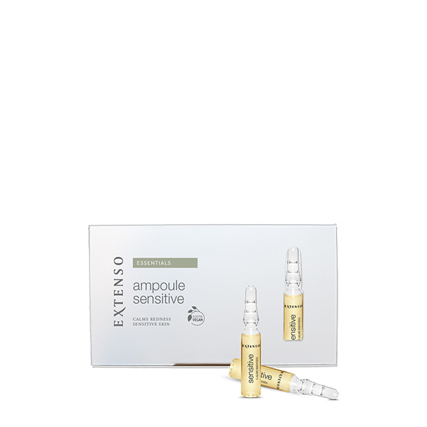 Verpakking met 5 stuks Extenso Ampoule Sensitive tegen een witte achtergrond