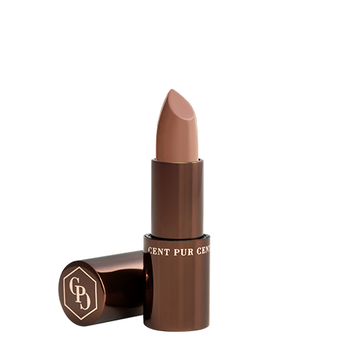 Een geopende huls van de Cent Pur Cent lipbalsem met SPF 50 in de tint Comme Toujours.