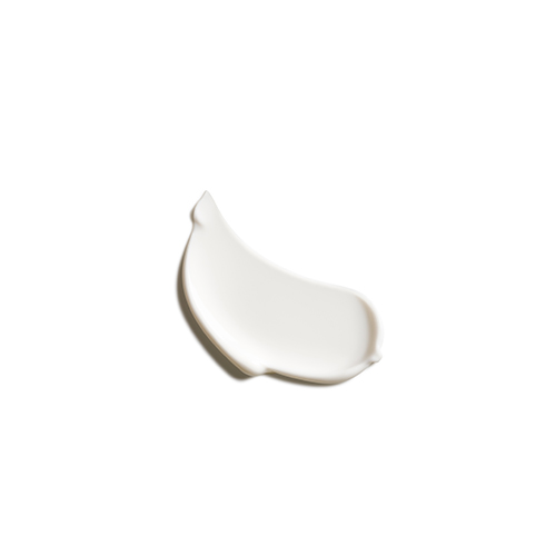 Een gladde, witte textuur van de Natura Bisse Essential Shock Intense Retinol Fluid, gepresenteerd als een elegante veeg tegen een witte achtergrond.