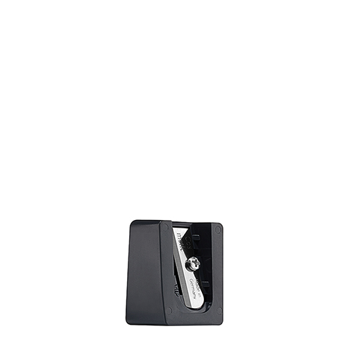 Achterzijde van de zwarte Jane Iredale Pencil Sharpener puntenslijper met mesje.