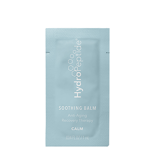 Lichtblauwe sachet verpakking van HydroPeptide Soothing Balm Calm anti aging recovery therapy van 1 ml