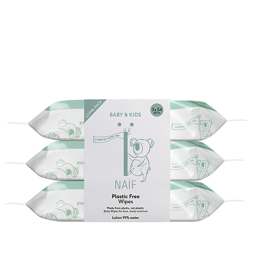 Naïf Plastic Free Baby Wipes 3 x 54 tissues