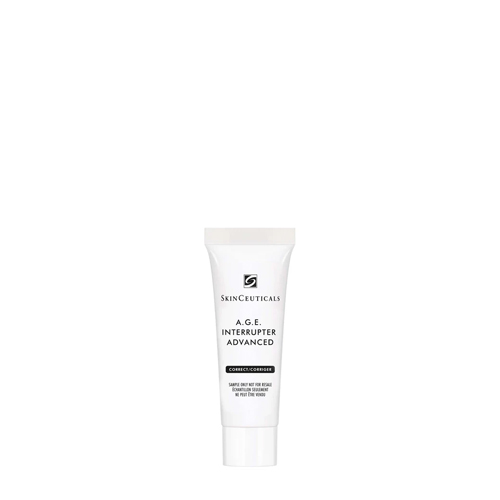 Witte sample tube van SkinCeuticals AGE Interrupter Advanced gezichtscrème tegen huidveroudering