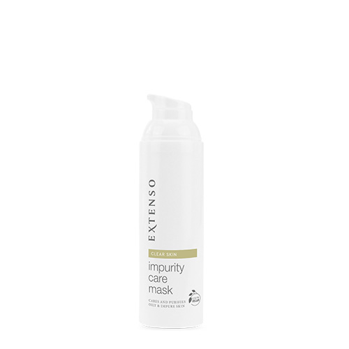 Fles Extenso Impurity Care Mask zonder dop, zichtbaar met pompmechanisme.